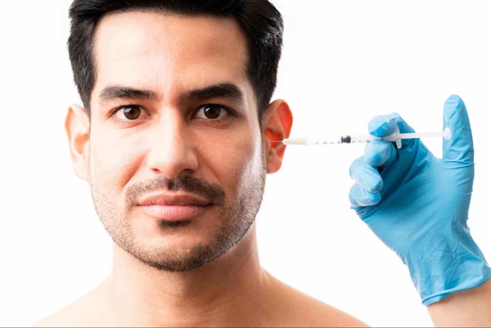 man getting facial Botox injection