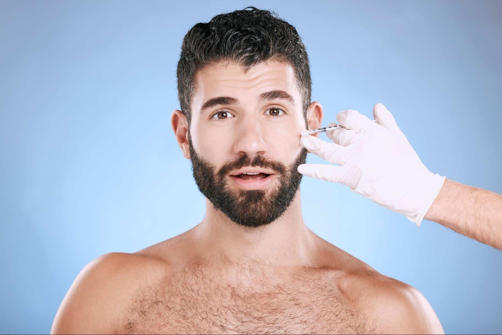 man receiving facial injection
