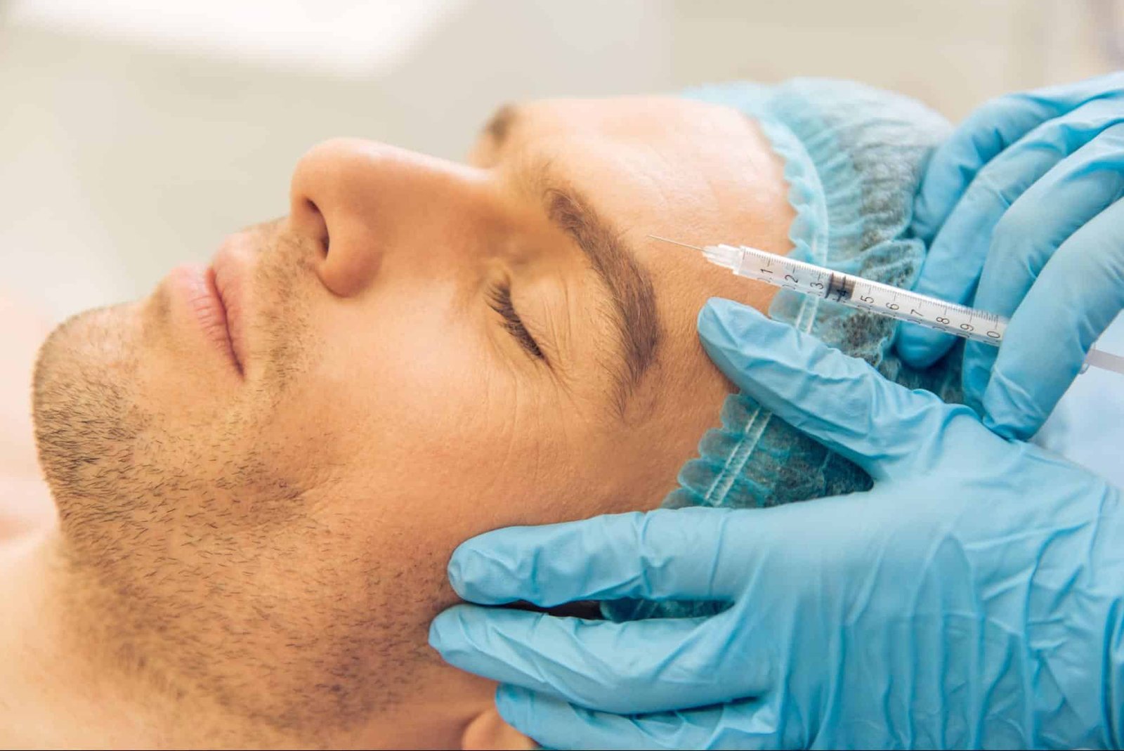 Man receiving facial injection