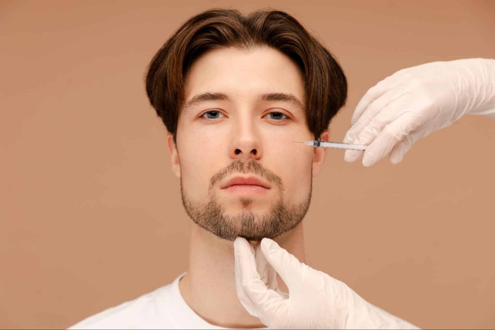 man getting facial injection