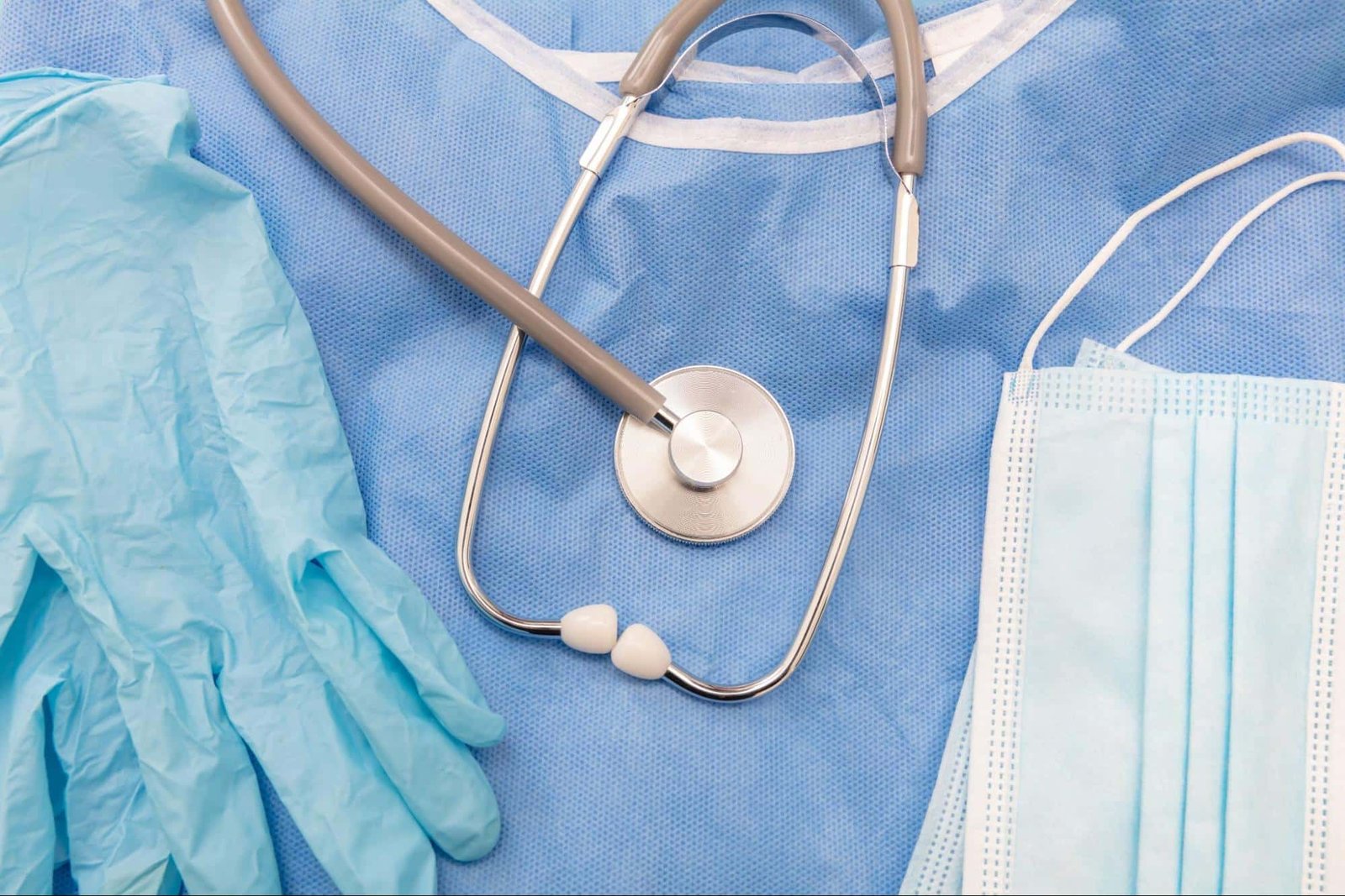 stethoscope, gloves, and face mask