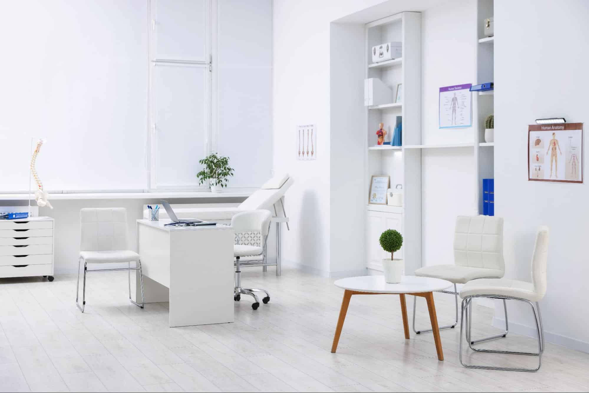 Clean, modern clinic with desk and chairs, representing after hours clinic near me Weslaco for convenient patient care