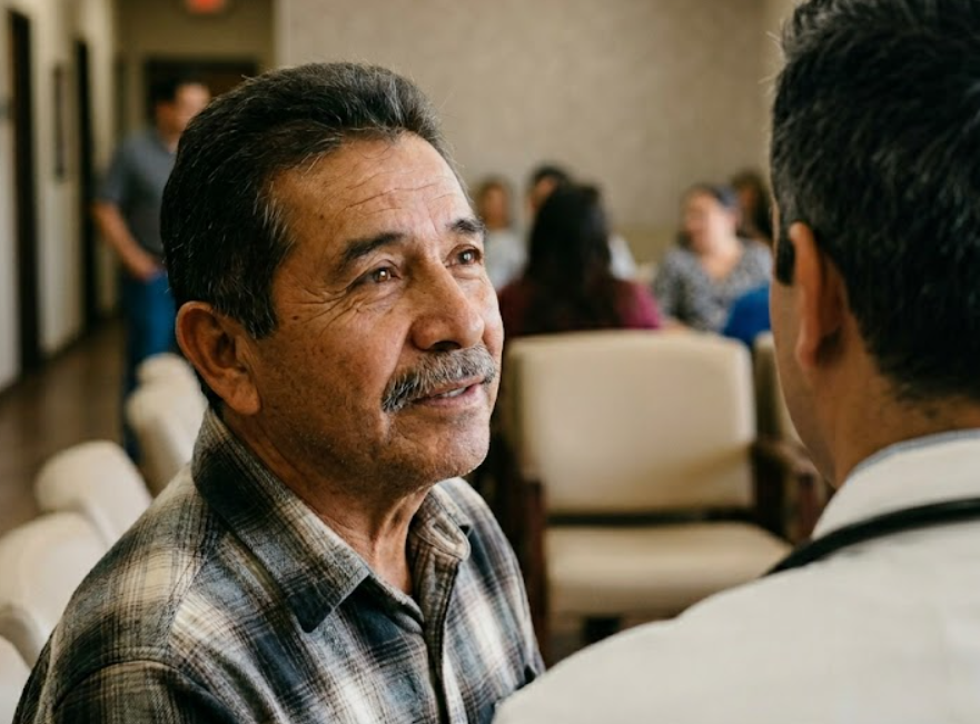 Patient speaking with healthcare provider