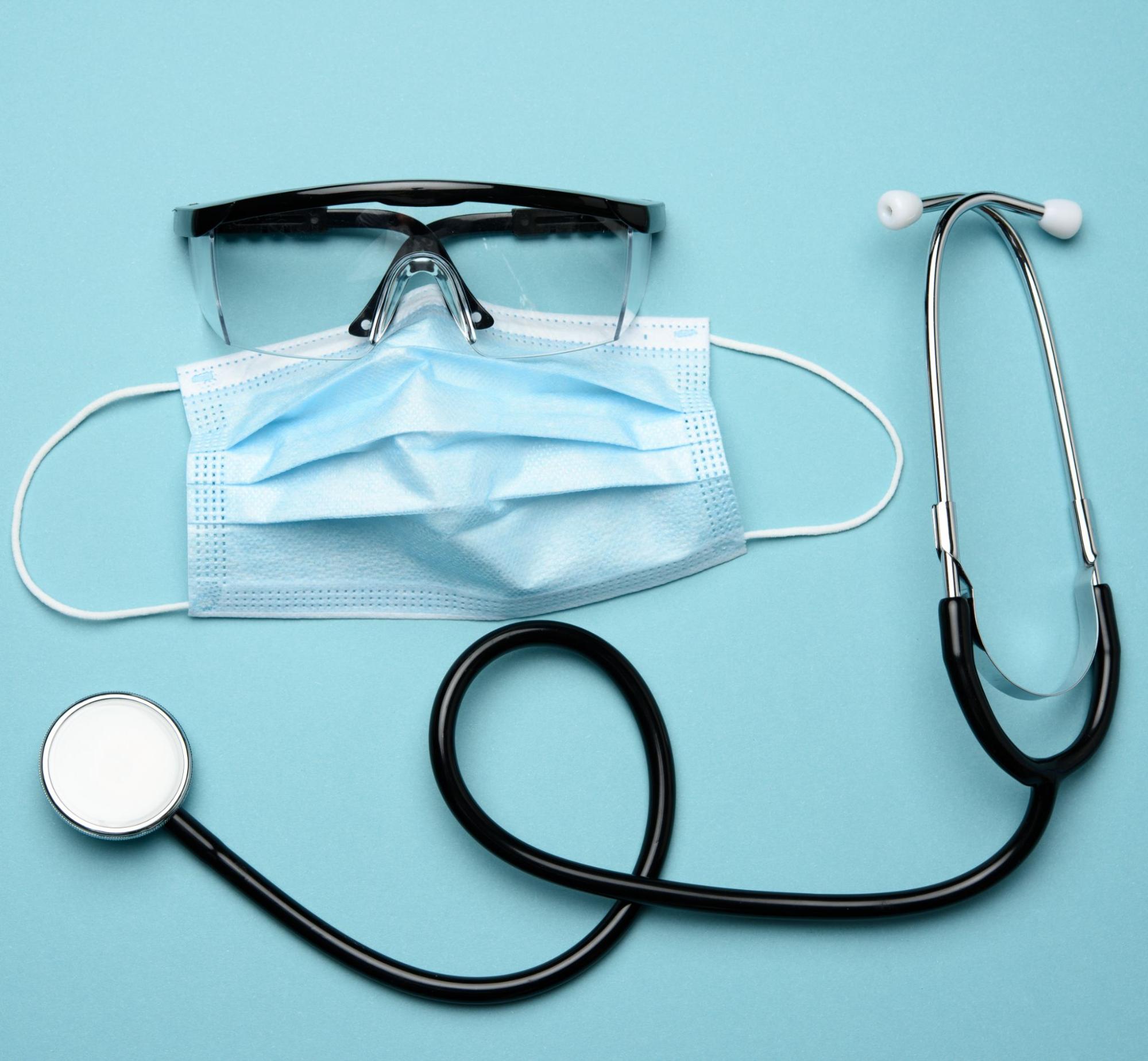 Face mask and stethoscope showing safety at an after hours clinic Weslaco TX