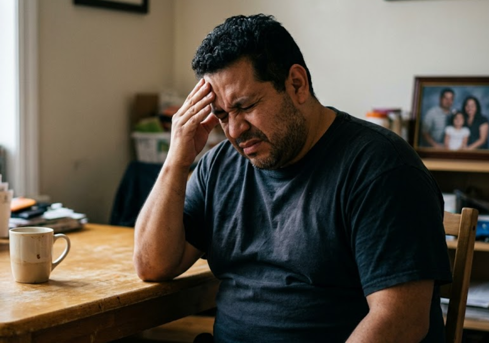 man with headache, needing a weekend clinic in Weslaco