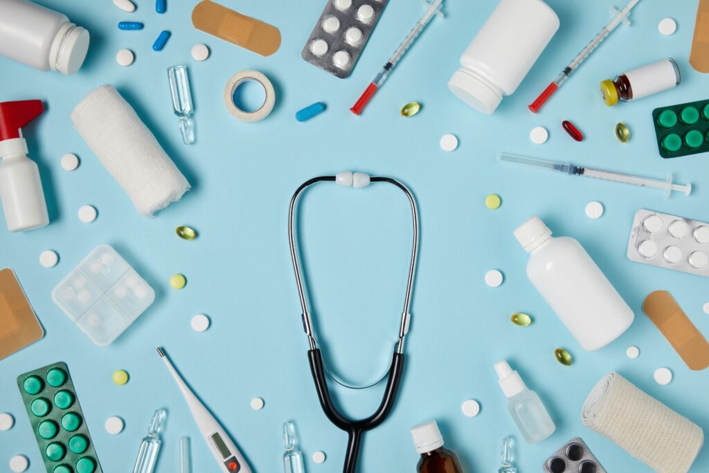 Stethoscope and medical supplies representing no appointment after hours clinic Weslaco care options