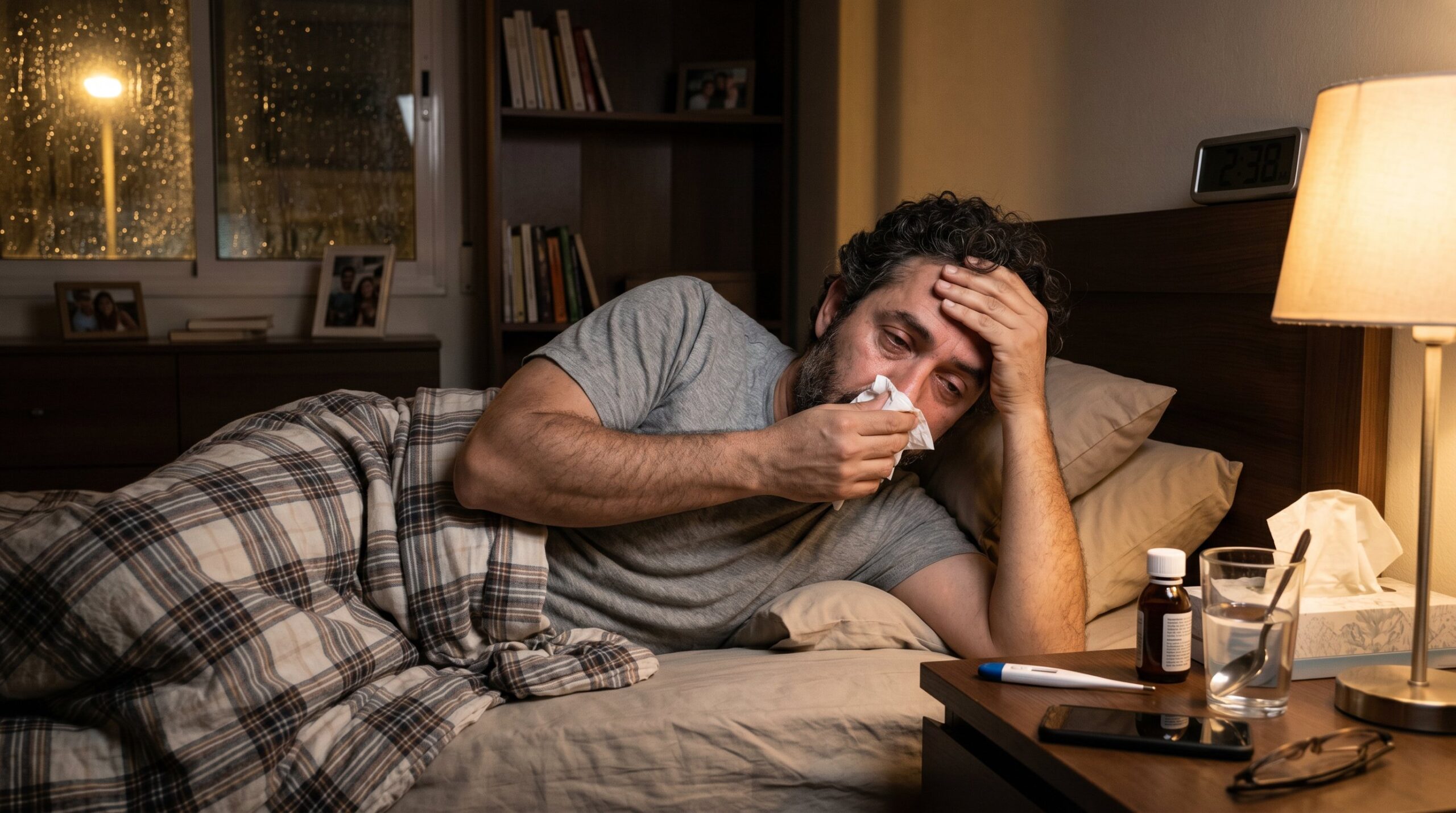 sick man in bed