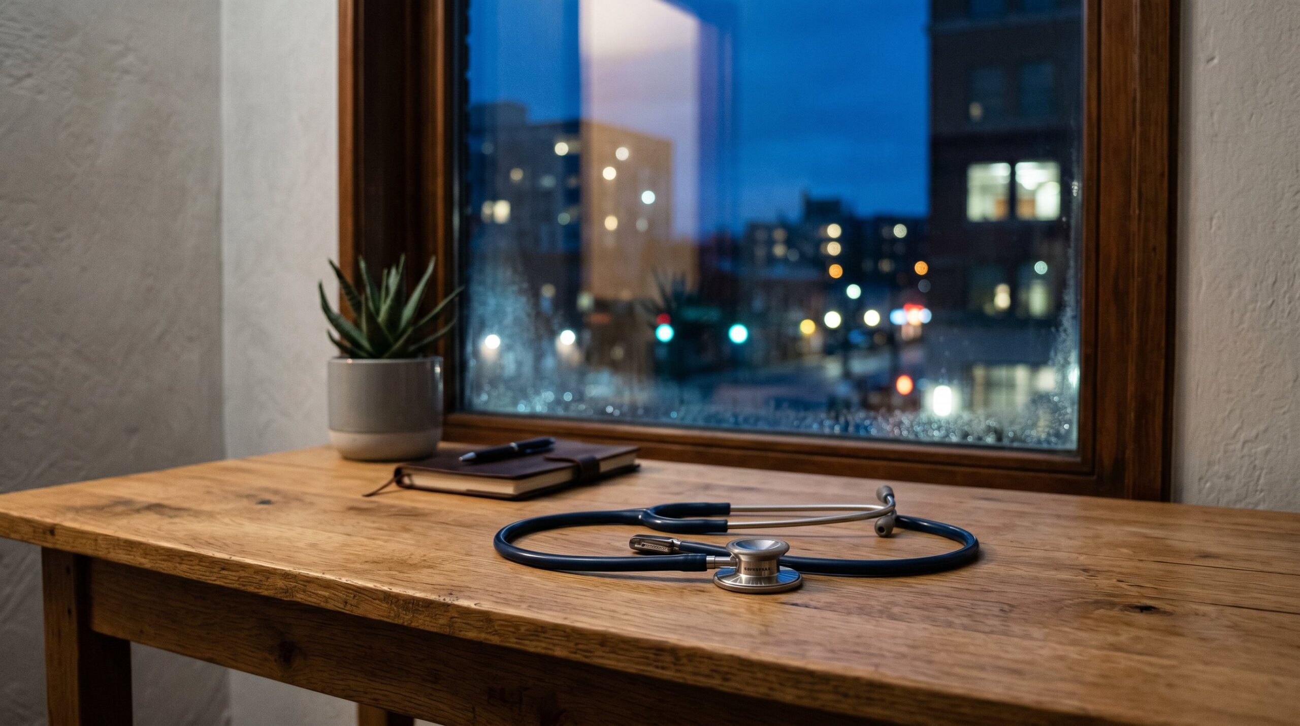 stethoscope on table next to window, representing After Hours Clinic Hours in Weslaco TX