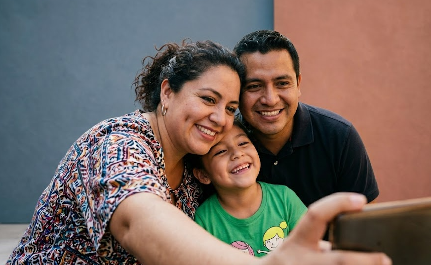 family taking a selfie, deserving good healthcare in Weslaco, TX