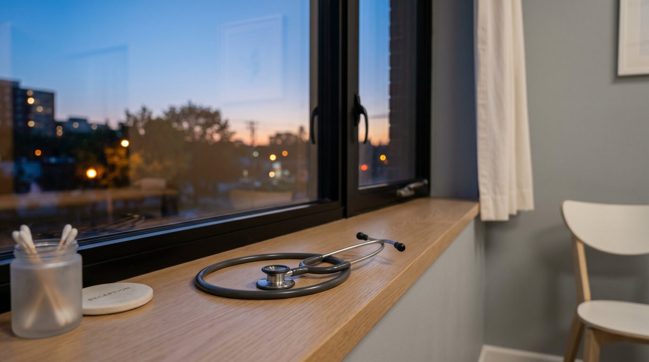 stethoscope next to window