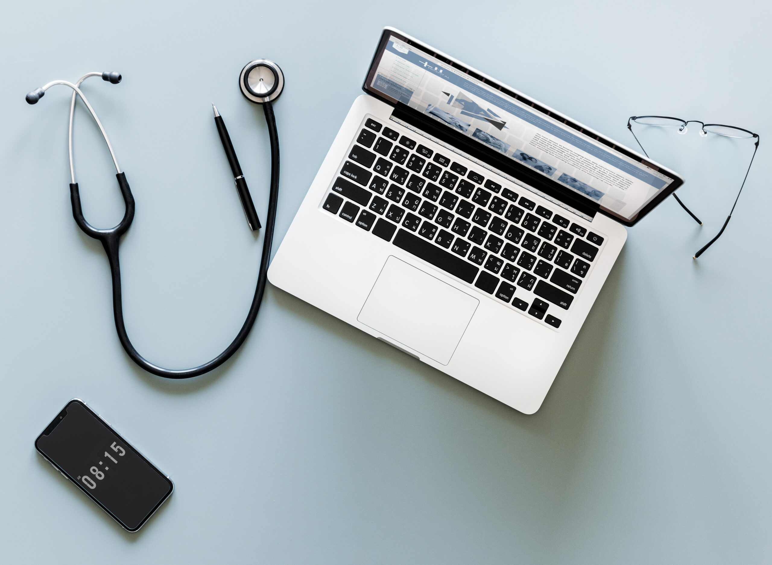 stethoscope and laptop